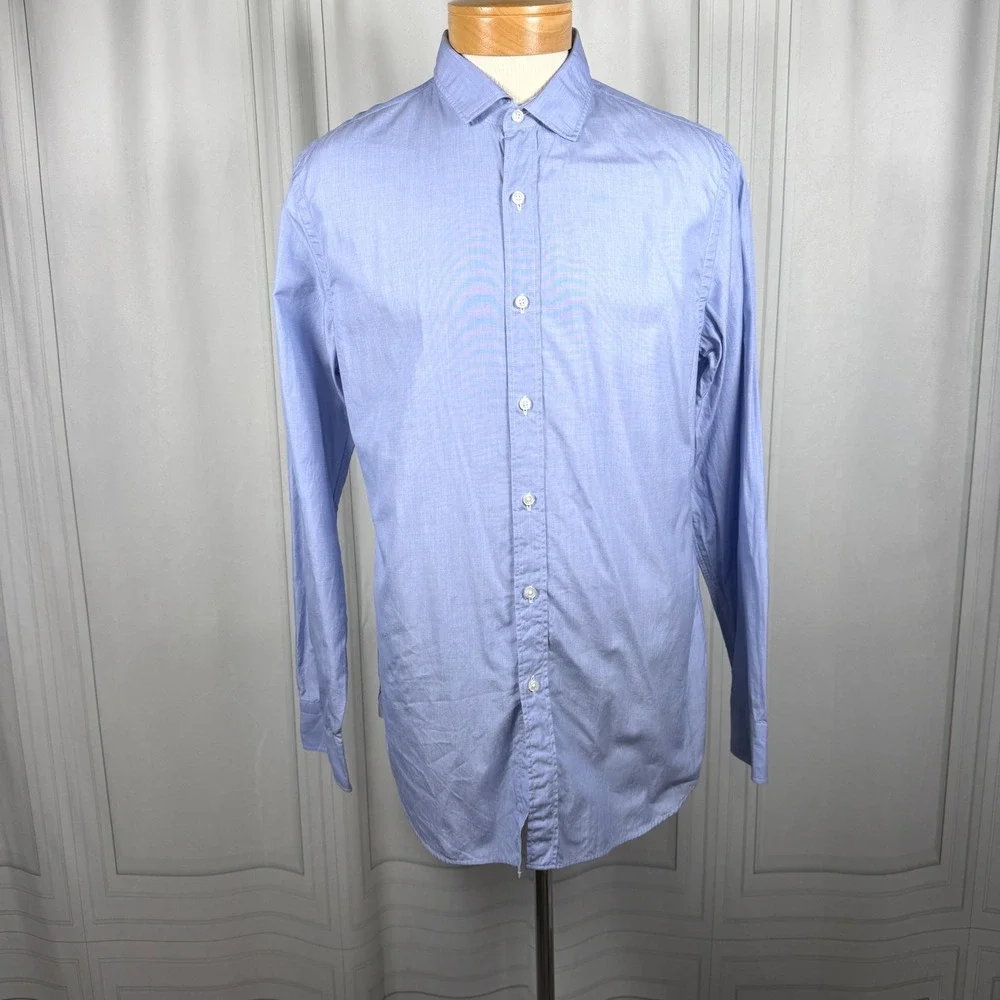 J.Crew Ludlow Mens Large Dress Shirt Light Blue 120's 2-Ply Cotton Long Sleeve